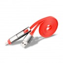 Univerzálny USB Dátový kábel 2in1, MyMax Metalic, červený
