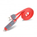 Univerzálny USB Dátový kábel 2in1, MyMax Fashion, červený