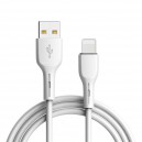 Dátový kábel silikónový micro USB, ( Biely ) bulk 1m