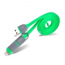 Univerzálny USB Dátový kábel 2in1, MyMax Fashion, zelený